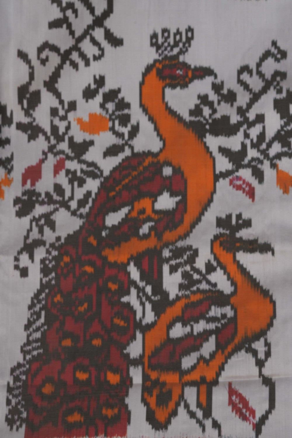 Image of Pochampally Ikat Silk Off-White Saree